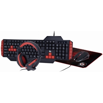 გეიმერული ნაკრები Gembird GGS-UMG4-02, Wired, USB, Ultimate 4-in-1 Gaming Kit, Black