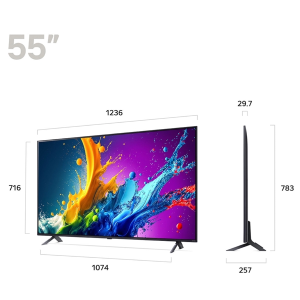 ტელევიზორი LG 55QNED80T6A.AMCN, 55", 4K UHD, Smart TV, USB, HDMI, LAN, BT, WIFI, Black