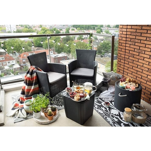 ბაღის ავეჯის ნაკრები Keter Iowa balcony grap+cus cl gr 008 std, Garden Furniture Set, Grey