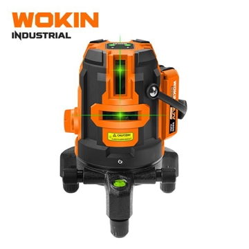 ლაზერული მანძილმზომი Wokin 507605, SELF-LEVELING 5-LINES GREEN LASER LEVEL, Black/Orange