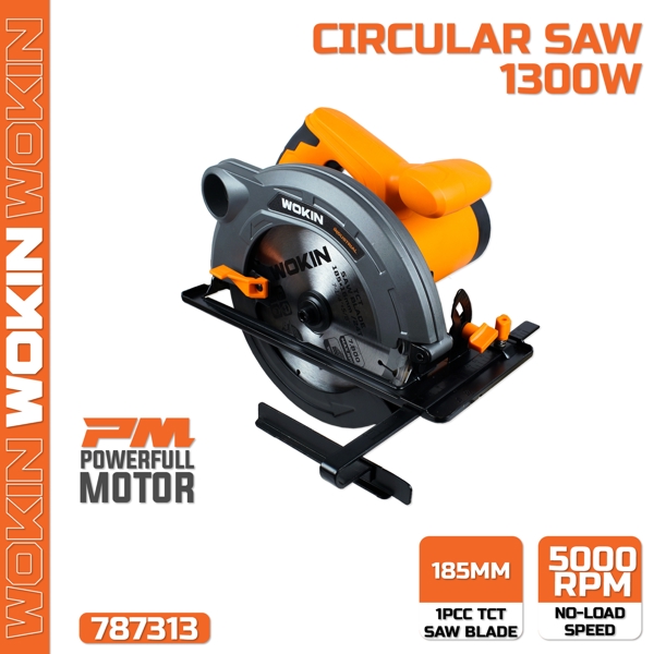 დისკური ხერხი Wokin 787313, 1300W, 5000Rpm, 185mm, Circular Saw, Black/Orange