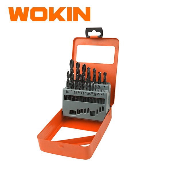 ბურღის პირები მეტალის Wokin 751019, 19Pcs HSS TWIST DRILL BIT SET, Black