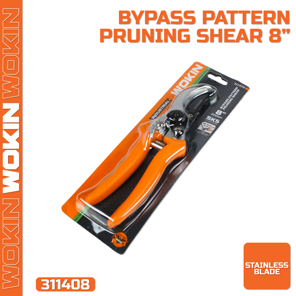 Wokin 311408, 8", Secateur, Orange/Silver
