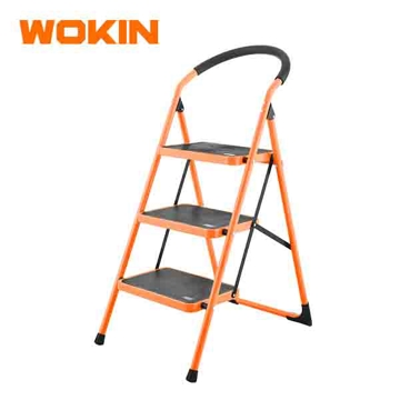 Wokin 682003, 3 steps, 150Kg, Steel Step-Ladder, Black/Orange