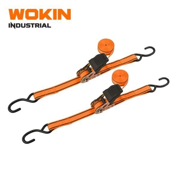 Wokin 662502, 5m, 2Pcs, Ratchet Tie Down Set, Orange