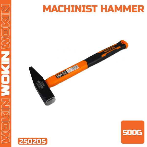 მეტალის ჩაქუჩი რეზინის სახელურით Wokin 250205, 500G, Hammer, Black/Orange