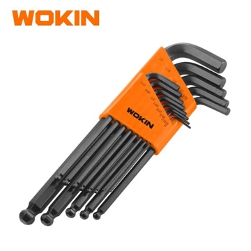 ექვსკუთხა სახრახნისის ნაკრები Wokin 208613, 13Pcs ALL POINT LONG ARM HEX KEY SET (INCH), Black