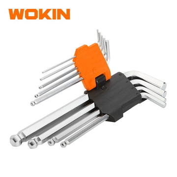 Wokin 207509, 9Pcs BALL POINT LONG ARM HEX KEY SE Silver/Black