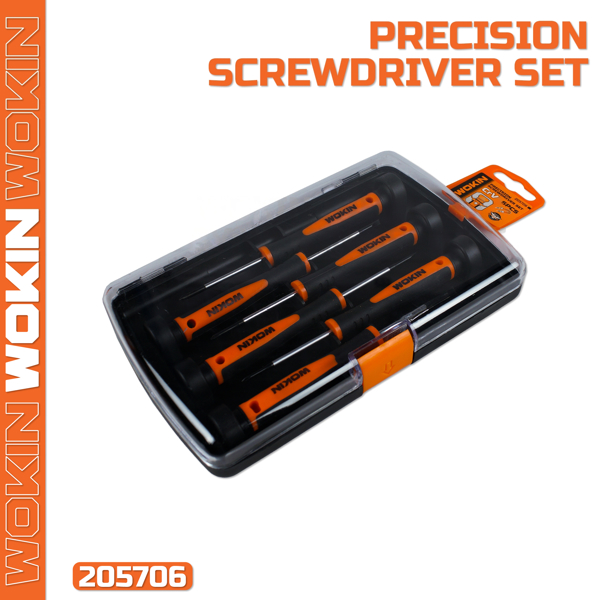 სახრახნისის ნაკრები Wokin 205706, 6Pcs Tool Set, PRECISION SCREWDRIVER SET Orange/Black