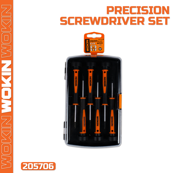 სახრახნისის ნაკრები Wokin 205706, 6Pcs Tool Set, PRECISION SCREWDRIVER SET Orange/Black