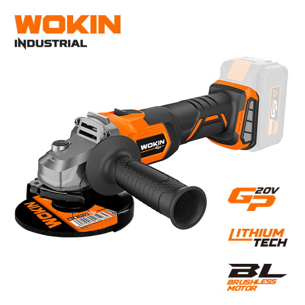 კუთხსახეხი Wokin 621445, 20V 115mm, 8500Rpm, Black/Orange