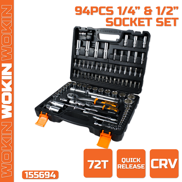 ხელსაწყოების ნაკრები Wokin 155694, 94Pcs Tool Set, Black/Silver