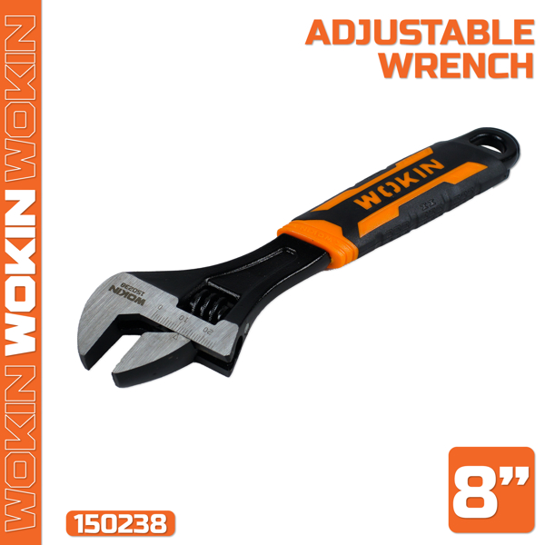 ქანჩის გასაღები Wokin 150238, 8", Adjustable Wrench, Black