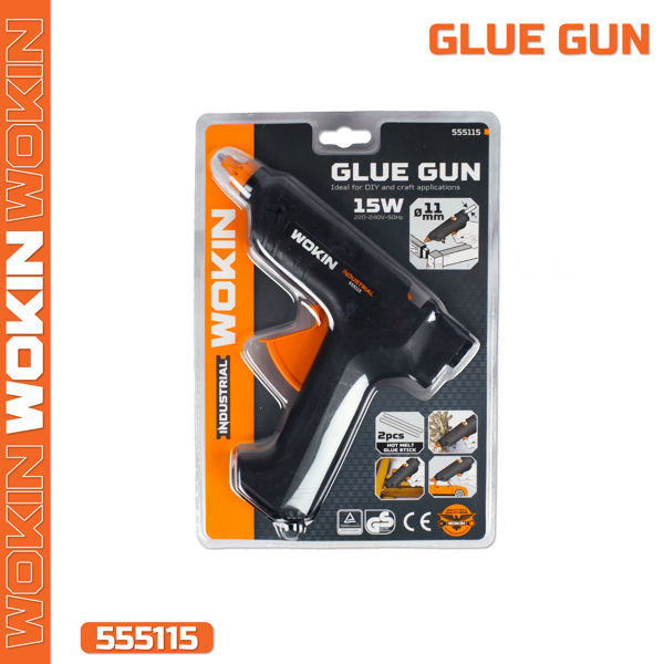 Wokin 555115, 15W(80W) Glue Gun, Black/Orange