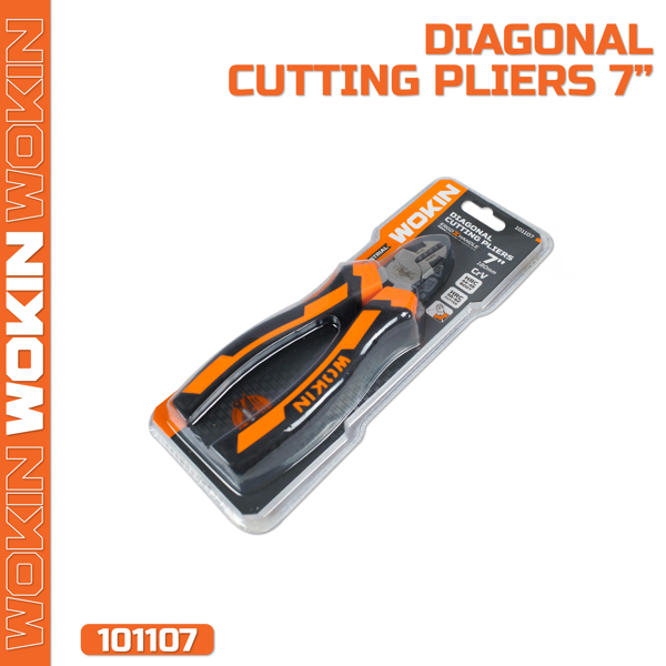 Wokin 101107, 180mm DIAGONAL CUTTING PLIERS(INDUSTRIAL), Black/Orange