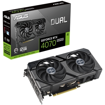 ვიდეო დაფა Asus DUAL-RTX4070S-12G-EVO, Gaming RTX4070S, 12GB, 192-bit, HDMI, DP, Black