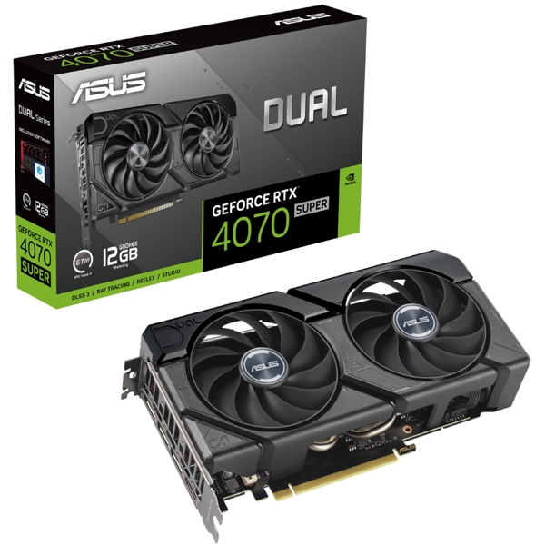 Asus DUAL-RTX4070S-12G-EVO, Gaming RTX4070S, 12GB, 192-bit, HDMI, DP, Black