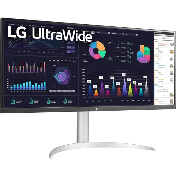 მონიტორი LG 34WQ650-W UltraWide, 34", Monitor, FHD, IPS, DP, HDMI, USB-C, Silver