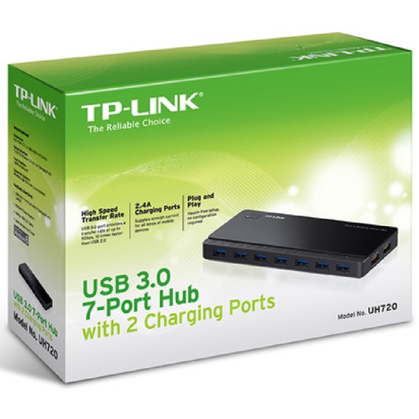 USB ჰაბი TP-Link UH720, USB, 7x USB-A 3.0, 2x USB-A, Hub, Black