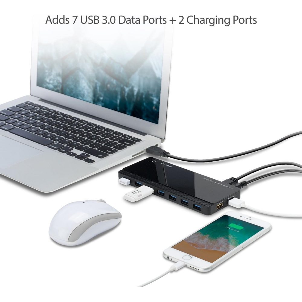 USB ჰაბი TP-Link UH720, USB, 7x USB-A 3.0, 2x USB-A, Hub, Black