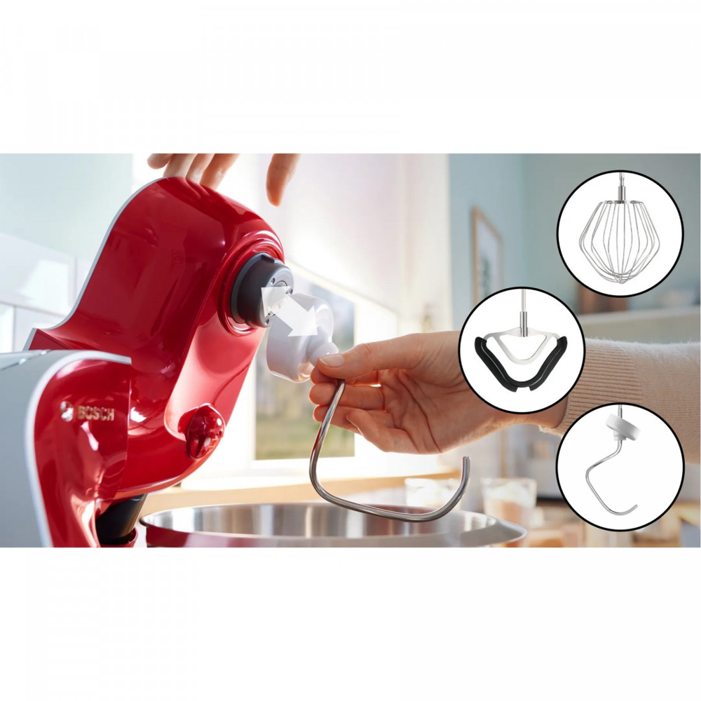 Bosch MUM5X720, 1000W, 3.9L, Food Processor, Red