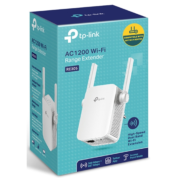 Wi-Fi სიგნალის გამაძლიერებელი TP-Link RE305 AC1200, Wi-Fi Range Extender, White