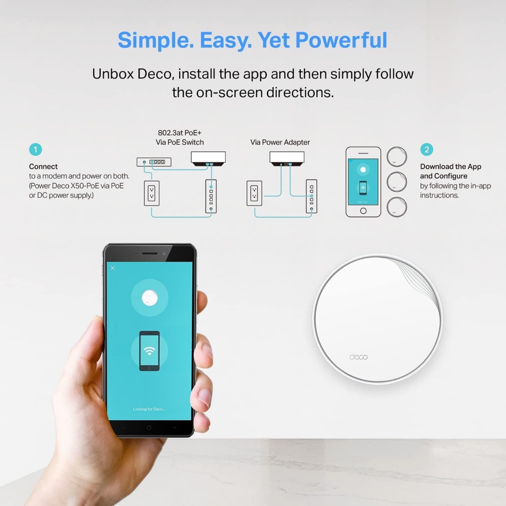 TP-Link Deco DECO X50-POE(3-PACK) AX3000, 2402 Mbps, Whole Home Mesh Wifi System, White