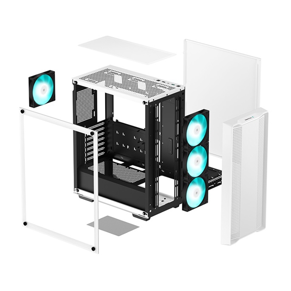 Deepcool CC560 WH V2, Computer Case, MidT, Mini-ITX, Micro-ATX, ATX, USB3.0, USB2.0, Audio, White