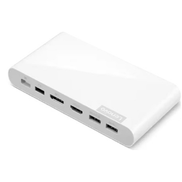 USB-C ჰაბი Lenovo G0AA0135EU, Type-C Docking Station, 2xUSB-C, 3xUSB3.2, HDMI, DP, White