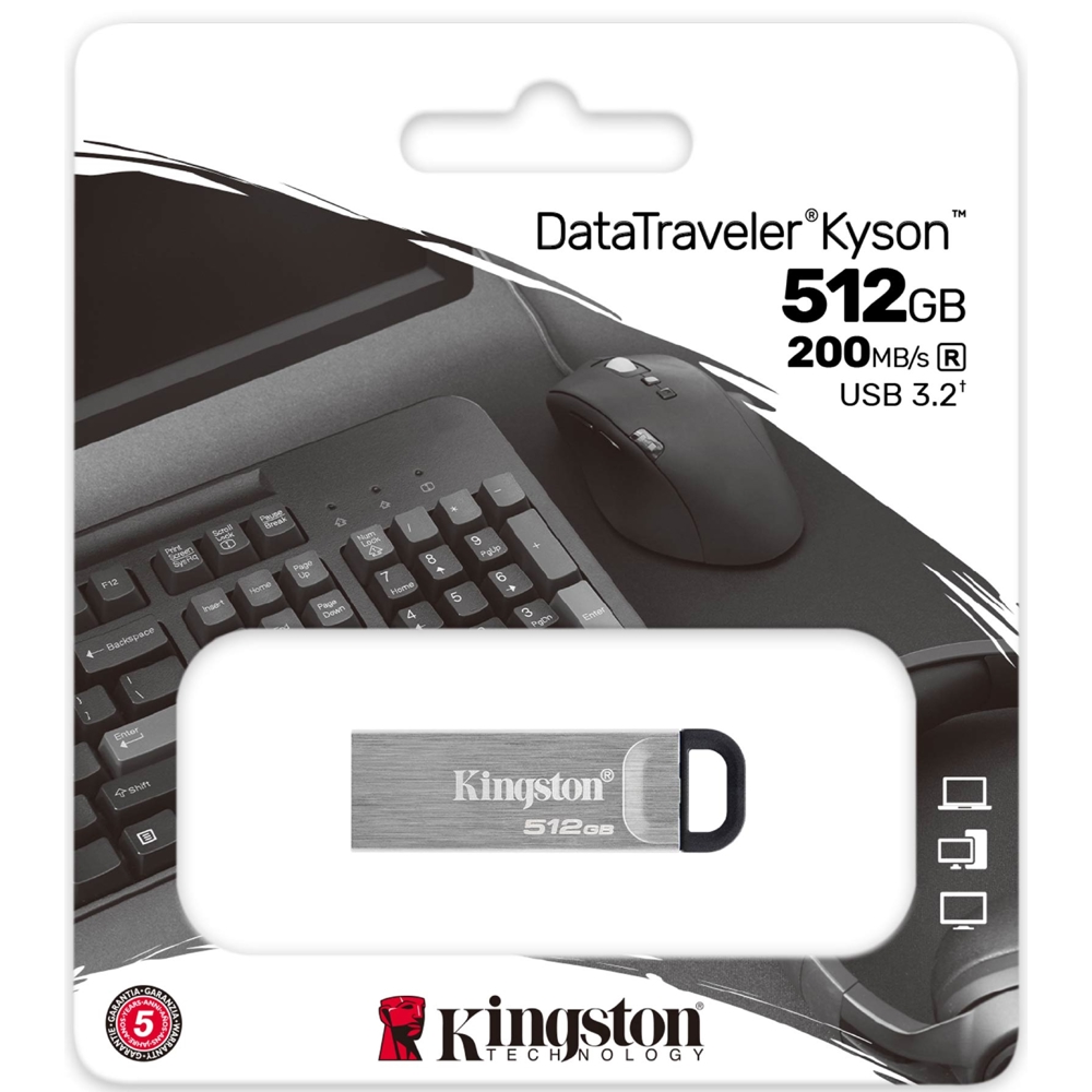USB ფლეშ მეხსიერება Kingston DTKN/512GB, 512GB, USB 3.2, Silver