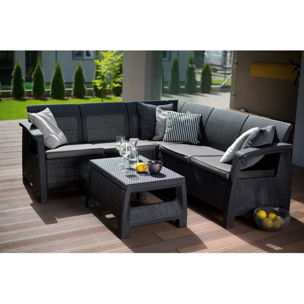 ბაღის ავეჯის ნაკრები Allibert CORFU II RELAX, Garden Furniture Set, Whisky Brown