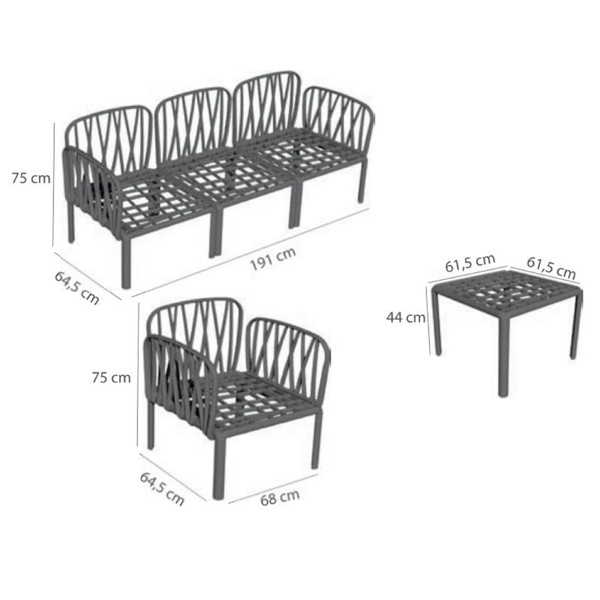 Comfort Time CT043-3-W luna, Garden Furniture Set, Antracite