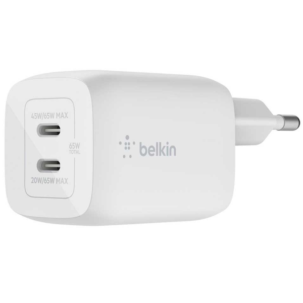 მობილურის დამტენი Belkin WCH013VFWH, 65W, USB-C, White