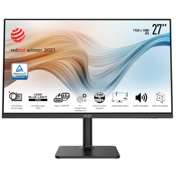 მონიტორი MSI MD272P Modern, 27", Monitor, FHD, IPS, HDMI, DP, USB, USB Type-B, USB Type-C, Black