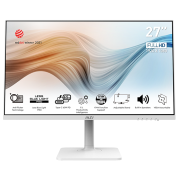 მონიტორი MSI MD272PW Modern, 27", Monitor, FHD, IPS, HDMI, DP, USB, USB Type-B, USB Type-C, White