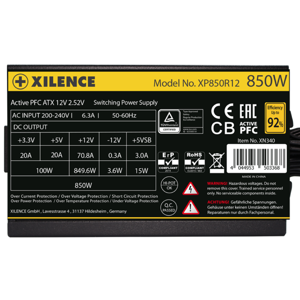 კვების ბლოკი Xilence XN340 XP850R12, 850W, 80 Plus Gold, Power Supply, Black