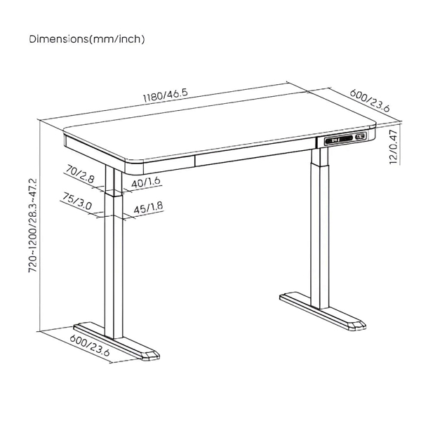 კომპიუტერის მაგიდა 2E 2E-CE218B-MOTORIZED,  Computer desk, Black