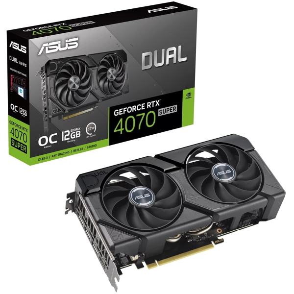 ვიდეო დაფა Asus 90YV0KC0-M0NA00 SUPER OC EVO, Dual GeForce RTX4070, 12GB, 192bit, HDMI, DP, Black