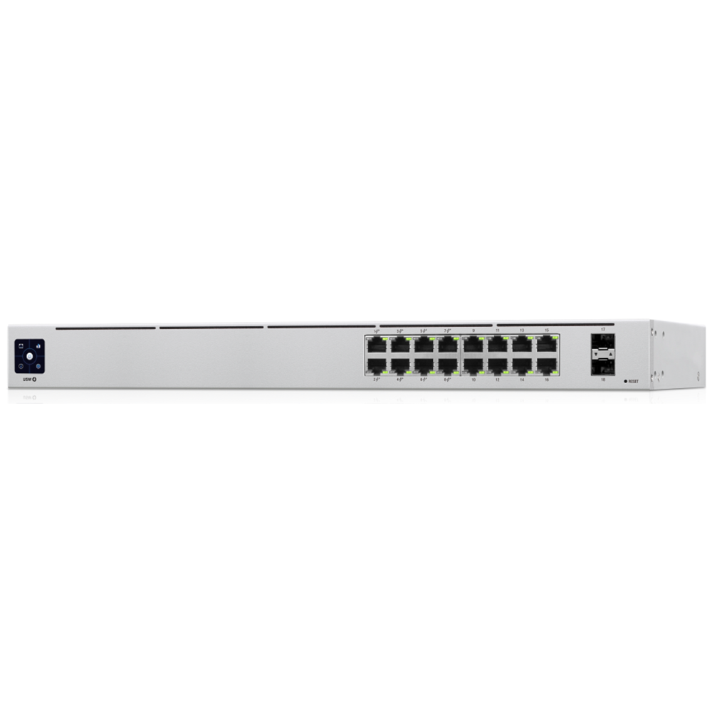 სვიჩი Ubiquiti USW-16-POE, 16-Port Gigabit, PoE+Switch, Silver