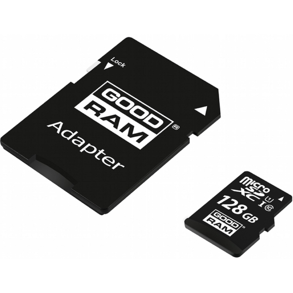 მეხსიერების ბარათი Goodram M1AA-1280R12, 128GB, microSDXC, C10, UHS-I, U1, Black