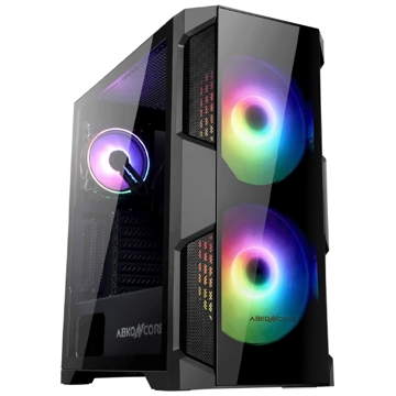 Abkoncore H500G, Computer Case, MidT, ATX, Micro-ATX, Mini-ITX, USB 3.0x2, Black