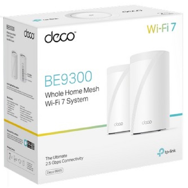 როუტერი TP-Link Deco BE65(2-pack), 5760Mbps, Mesh System, White