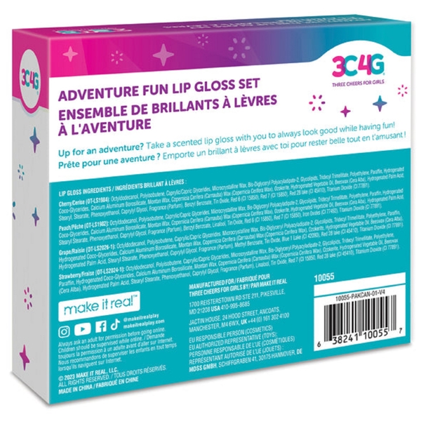 Make It Real 10055MR 3C4G, Adventure Fun Lip Gloss Set