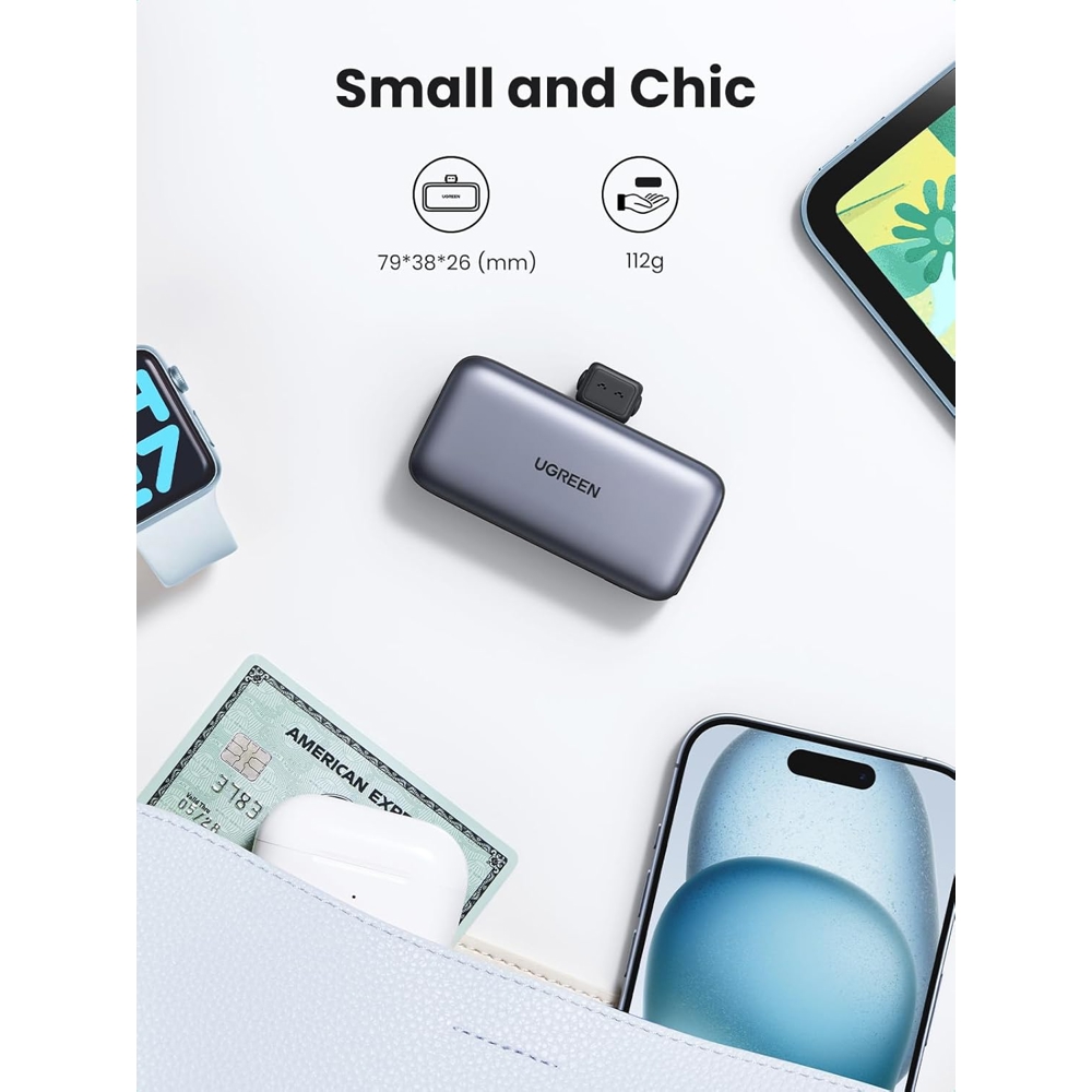 UGREEN PB503 (35338), 5000mAh 22.5W, Type-C, Built-In Type-C Power Bank, Grey