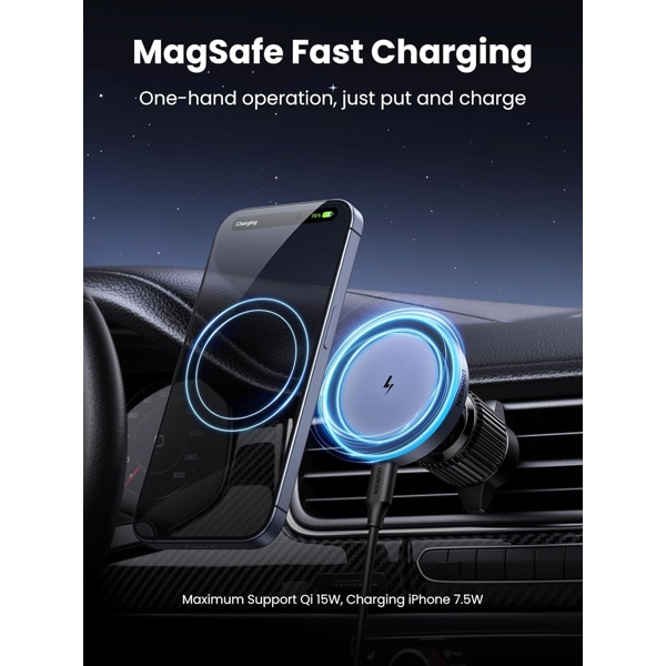 UGREEN W525 (35029), 15W, Magnetic Car Wireless Charger, Grey