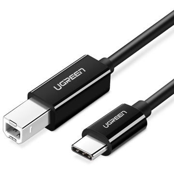 პრინტერის კაბელი UGREEN US241 (50446), Type-C To USB-B, 2m, Black