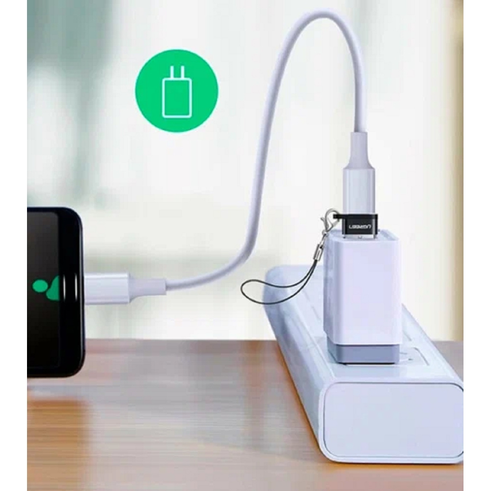 USB ადაპტერი UGREEN US280 (50568), USB-A Male To Type-C Female Adapter, Black