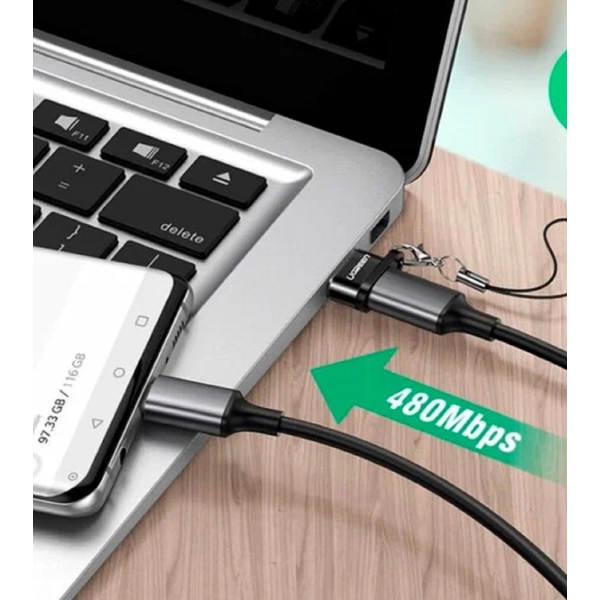 USB ადაპტერი UGREEN US280 (50568), USB A Male To USB-C Female Adapter, Black