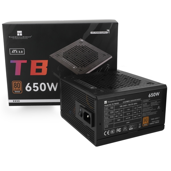 კვების ბლოკი Thermalright TR-TB650S, 650W, 80 Plus, Power Supply, Black