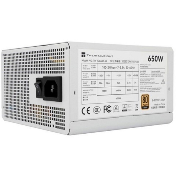 კვების ბლოკი Thermalright TR-TG650S-W, 650W, 80 Plus, Power Supply, White